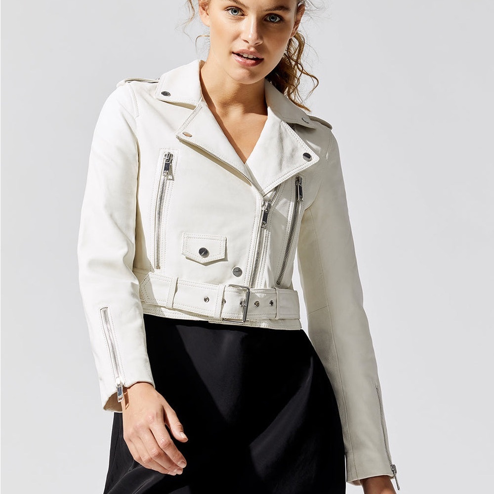 LTH JKT white MYA cropped leather jacket
